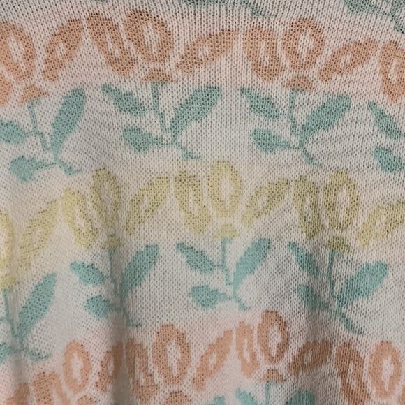 Vintage Justin Allen Size Medium Floral Print Pastel Sweater 80s 90s - Picture 9 of 9